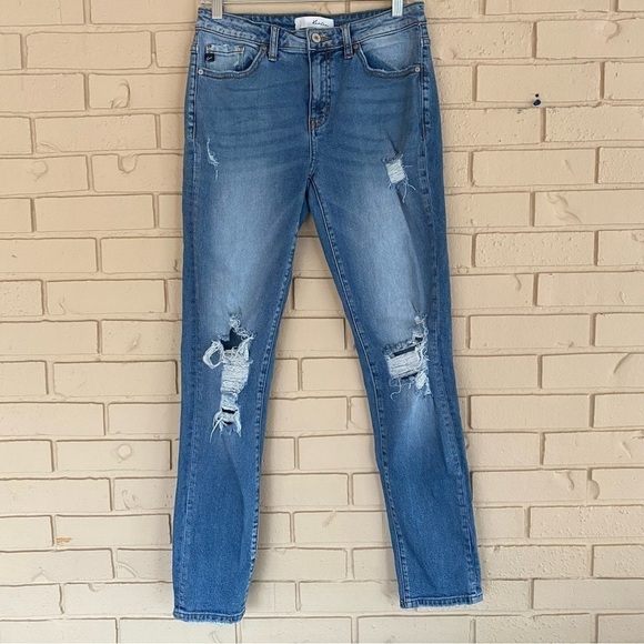 KanCan Women's Mid Rise Distressed Skinny Jeans Medium Wash Size 26 stretch - Picture 1 of 9